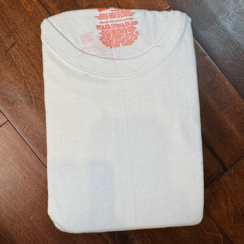 Hanes Comfort Mens XL‎ White Crewneck T-Shirt 100% Cotton Tagless Short Sleeve